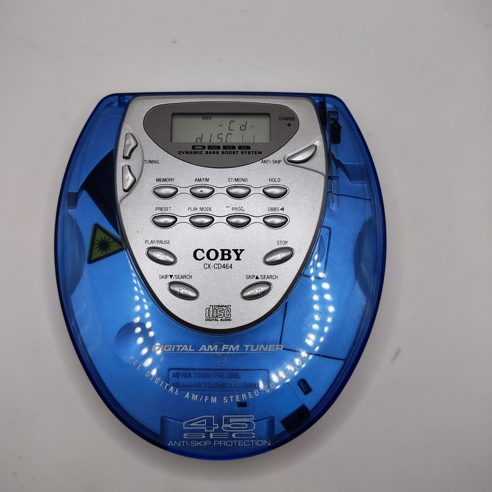 Coby CX-CD464 Portable CD Player Digital AM/FM Tuner Blue 45 Sec Anti-Skip DBBS
